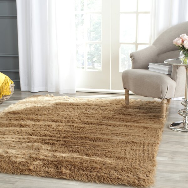 Isacc Hand-Tufted Faux Fur Brown/Tan Area Rug by Willa Arlo Interiors
